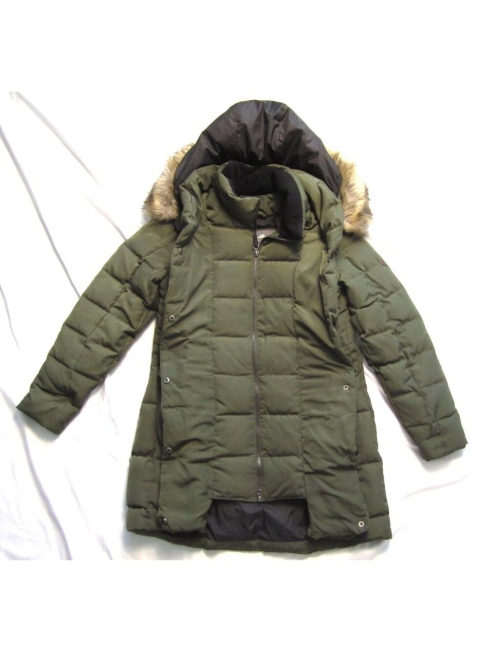 Vtg Y2K Eddie Bauer Women Sz L Down‎ Parka Jacket Zip Hood Waterfowl Feather